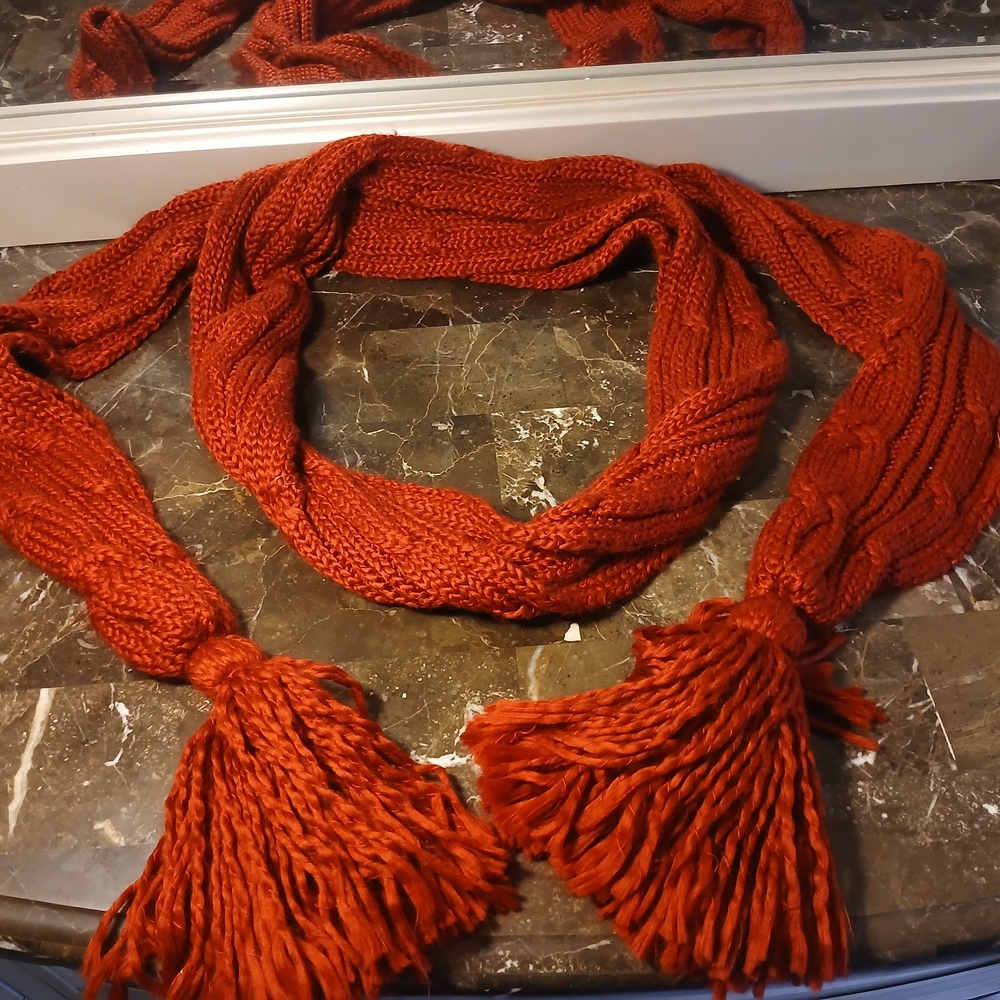 GAP Vibrant Red Knit Scarf with Fringe